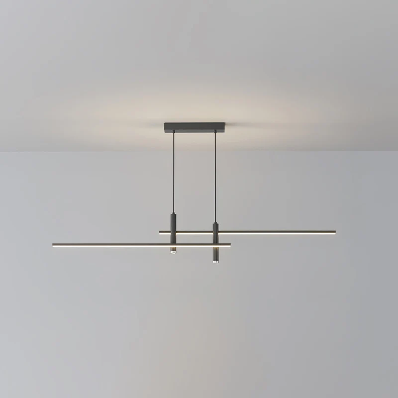 Lineaire hanglamp Links Island • 90/120/150cm • LED geïntegreerd • warm wit/neutraal/koel wit • dimbaar optie • zwart/goud • keuken-eiland boven tafel | Sansoti