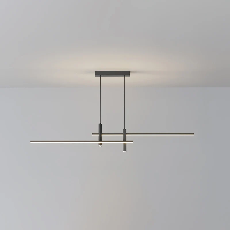Lineaire hanglamp Links Island • 90/120/150cm • LED geïntegreerd • warm wit/neutraal/koel wit • dimbaar optie • zwart/goud • keuken-eiland boven tafel | Sansoti
