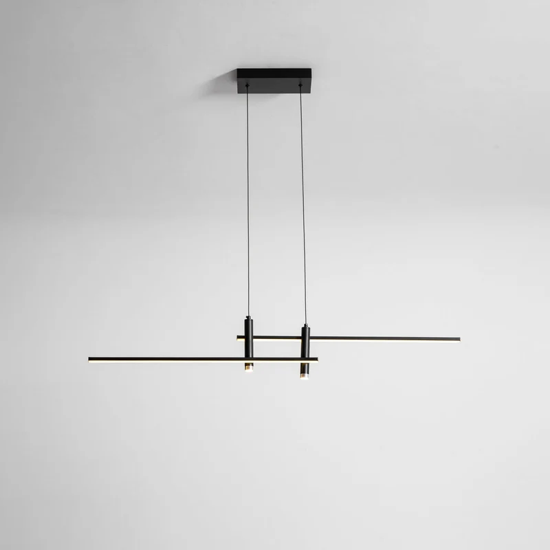 Lineaire hanglamp Links Island • 90/120/150cm • LED geïntegreerd • warm wit/neutraal/koel wit • dimbaar optie • zwart/goud • keuken-eiland boven tafel | Sansoti