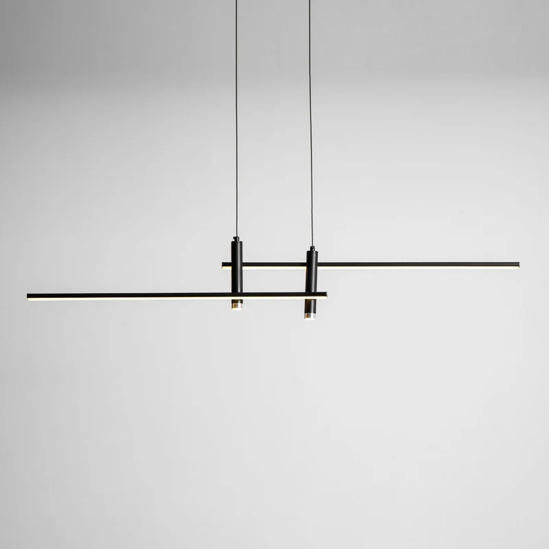 Lineaire hanglamp Links Island • 90/120/150cm • LED geïntegreerd • warm wit/neutraal/koel wit • dimbaar optie • zwart/goud • keuken-eiland boven tafel | Sansoti
