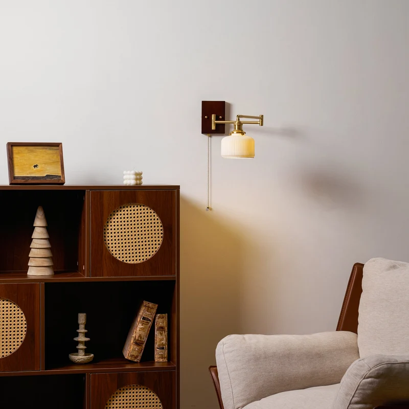 Keramische Wandlamp Geometrisch Design – 5 Modellen Messing & Walnoot | Sansoti