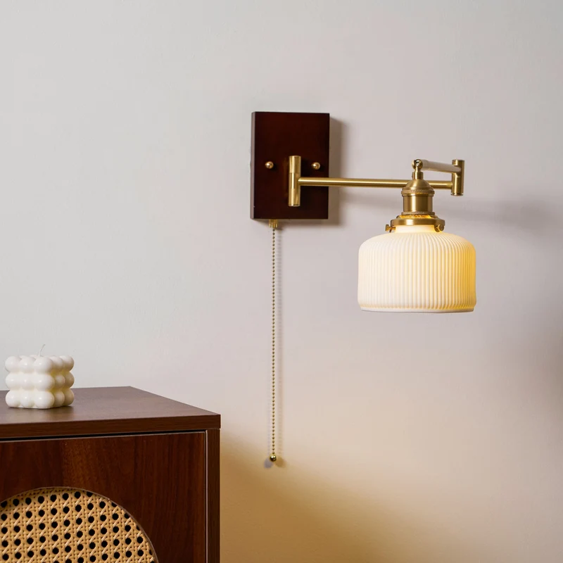 Keramische Wandlamp Geometrisch Design – 5 Modellen Messing & Walnoot | Sansoti