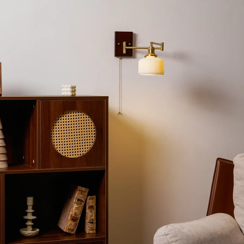 Keramische Wandlamp Geometrisch Design – 5 Modellen Messing & Walnoot | Sansoti