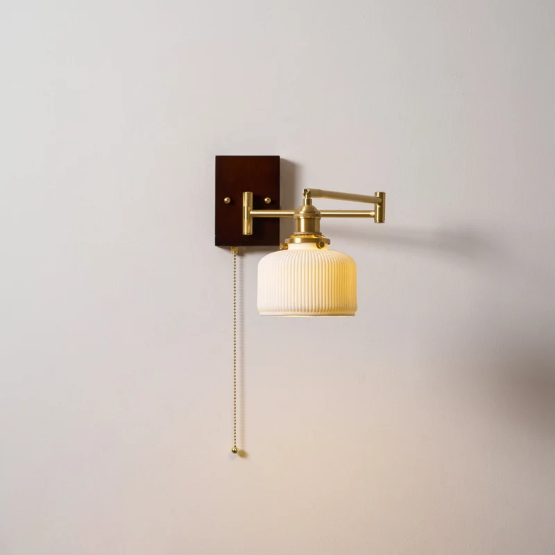 Keramische Wandlamp Geometrisch Design – 5 Modellen Messing & Walnoot | Sansoti