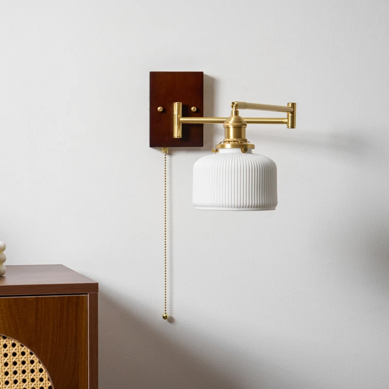 Keramische Wandlamp Geometrisch Design – 5 Modellen Messing & Walnoot | Sansoti