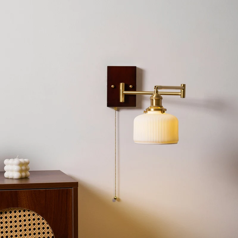 Keramische Wandlamp Geometrisch Design – 5 Modellen Messing & Walnoot | Sansoti