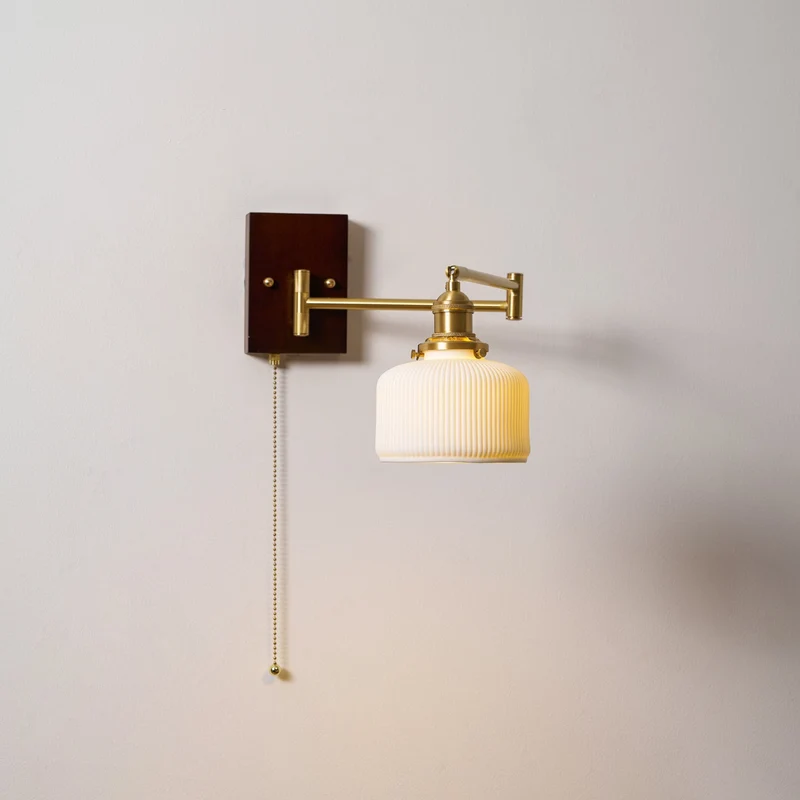Keramische Wandlamp Geometrisch Design – 5 Modellen Messing & Walnoot | Sansoti