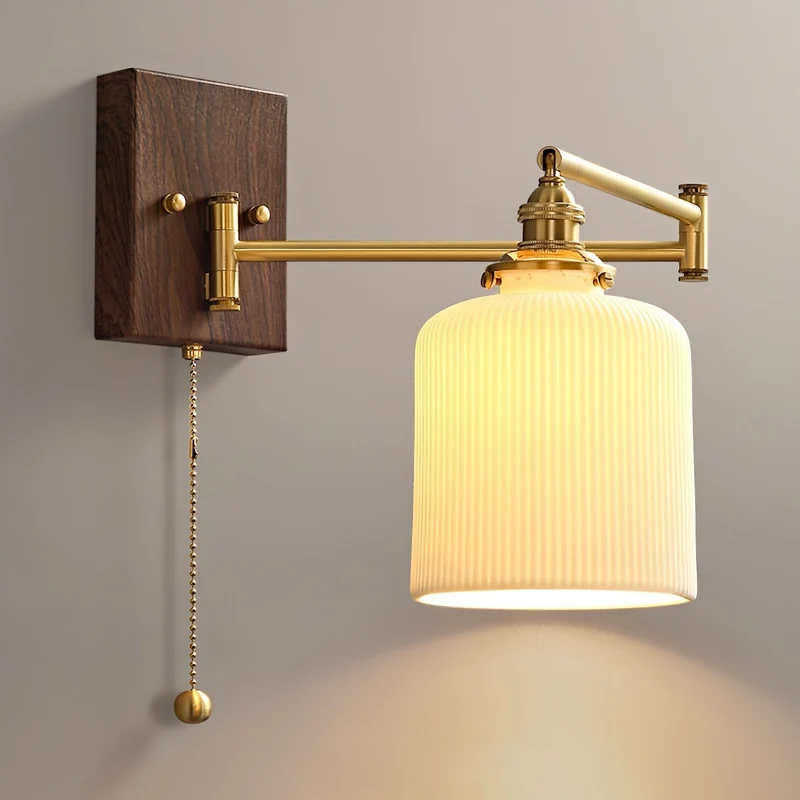 Keramische Wandlamp Geometrisch Design – 5 Modellen Messing & Walnoot | Sansoti