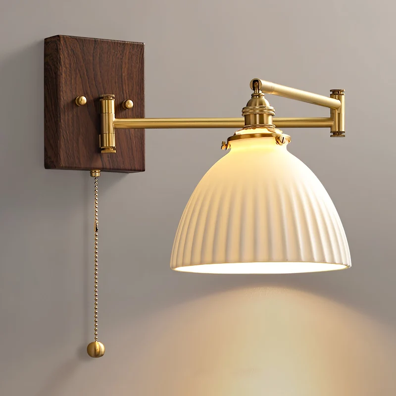 Keramische Wandlamp Geometrisch Design – 5 Modellen Messing & Walnoot | Sansoti