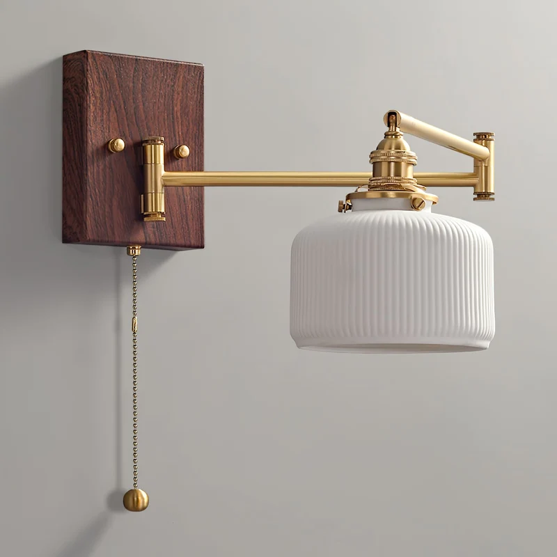 Keramische Wandlamp Geometrisch Design – 5 Modellen Messing & Walnoot | Sansoti