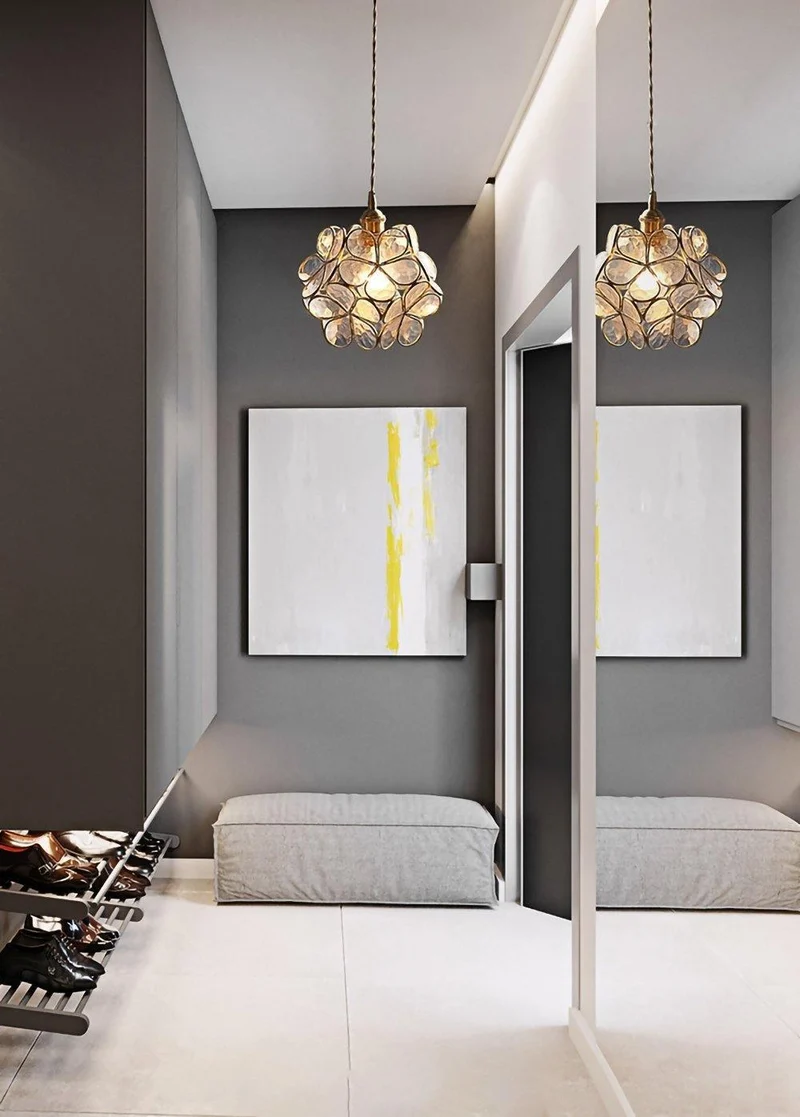Glazen Bloembladlamp Hanglamp Messing Fitting Handgeblazen Glas Ø20cm Vijf Kleuren E26/E27 Pendelverlichting | Sansoti