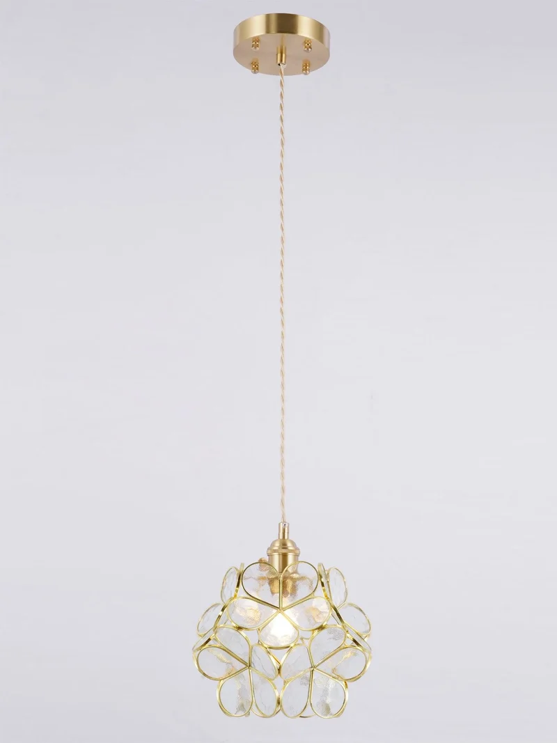 Glazen Bloembladlamp Hanglamp Messing Fitting Handgeblazen Glas Ø20cm Vijf Kleuren E26/E27 Pendelverlichting | Sansoti