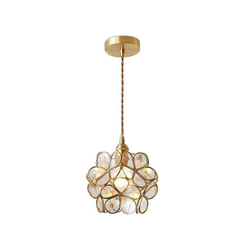 Glazen Bloembladlamp Hanglamp Messing Fitting Handgeblazen Glas Ø20cm Vijf Kleuren E26/E27 Pendelverlichting | Sansoti