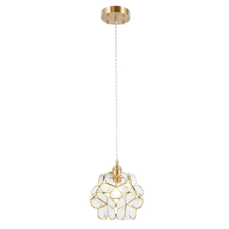 Glazen Bloembladlamp Hanglamp Messing Fitting Handgeblazen Glas Ø20cm Vijf Kleuren E26/E27 Pendelverlichting | Sansoti