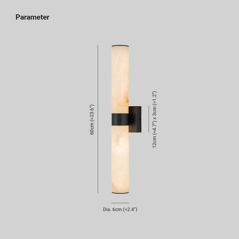 Lineaire LED Wandlamp met Albast – Moderne Badkamerverlichting in Messing of Zwart – 60cm Dimbaar 3000K | Sansoti
