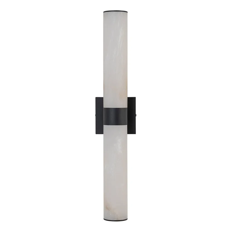 Lineaire LED Wandlamp met Albast – Moderne Badkamerverlichting in Messing of Zwart – 60cm Dimbaar 3000K | Sansoti