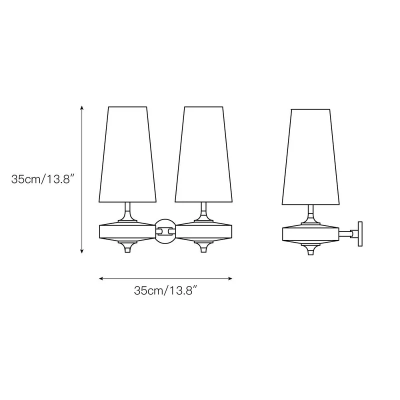 Vintage Wandlamp met Houten Arm en Stoffen Kap – Antiek Messing of Walnoot – E12/E14 Fitting | Sansoti