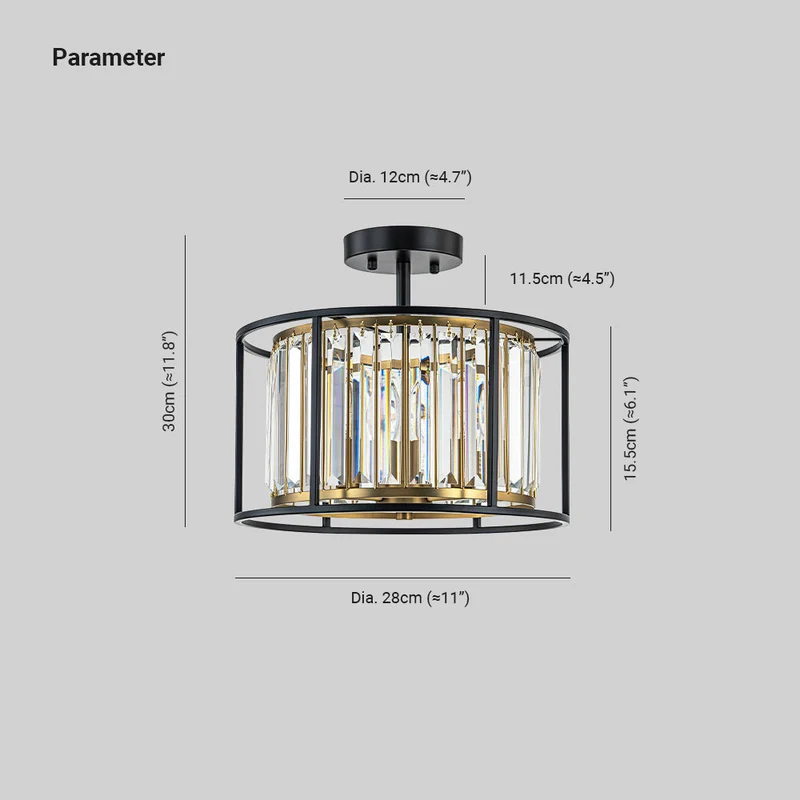 Kristallen Plafondlamp met Drie Lichtpunten en Kaarsverlichting – Zwart en Messing Afwerking | Sansoti
