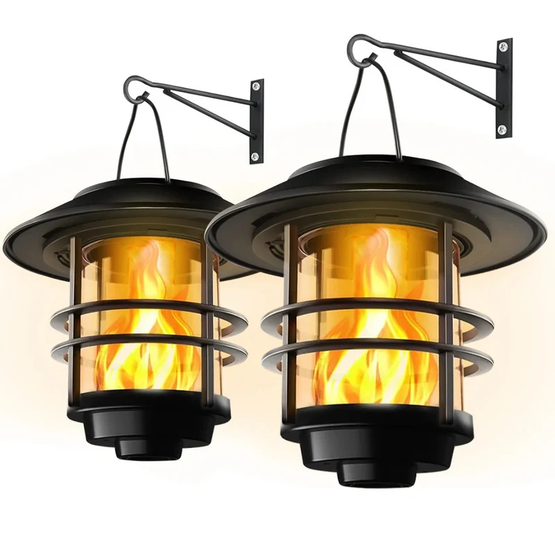 Solarlantaarns met Flammeneffect voor Tuin en Veranda – Atmosferische Wandverlichting 2 Stuks | Sansoti