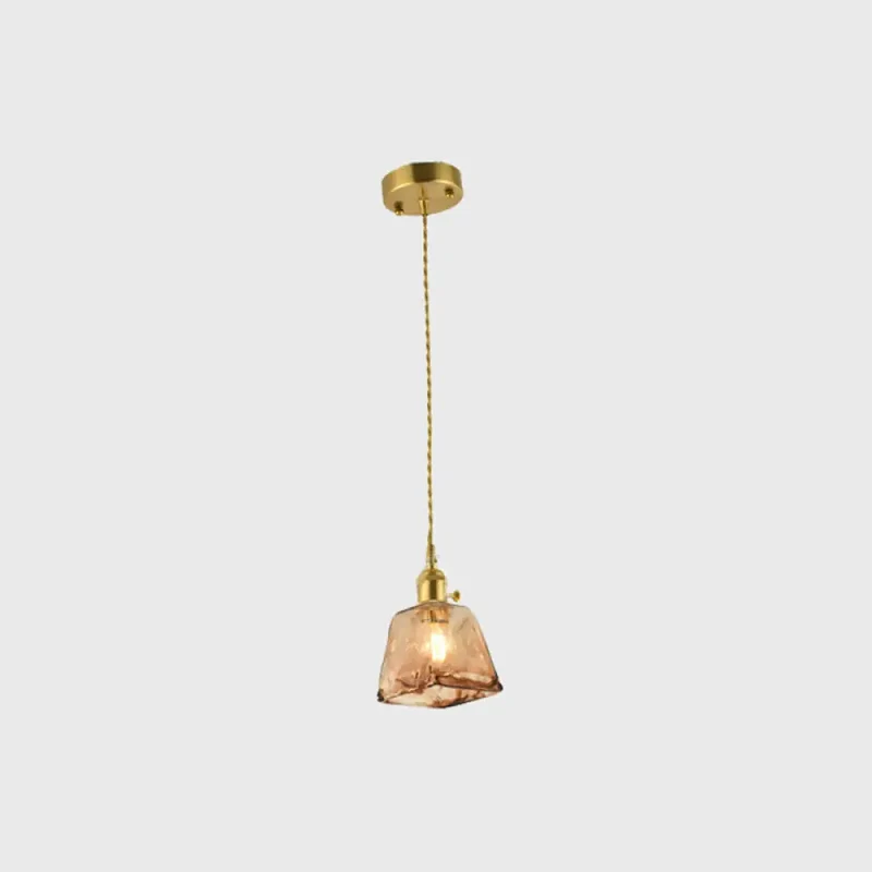 Vintage Hanglamp met Kegelkap in Glas – Messing/Koper Armatuur voor Woonkamer & Eetkamer | Sansoti