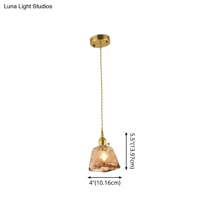 Vintage Hanglamp met Kegelkap in Glas – Messing/Koper Armatuur voor Woonkamer & Eetkamer | Sansoti