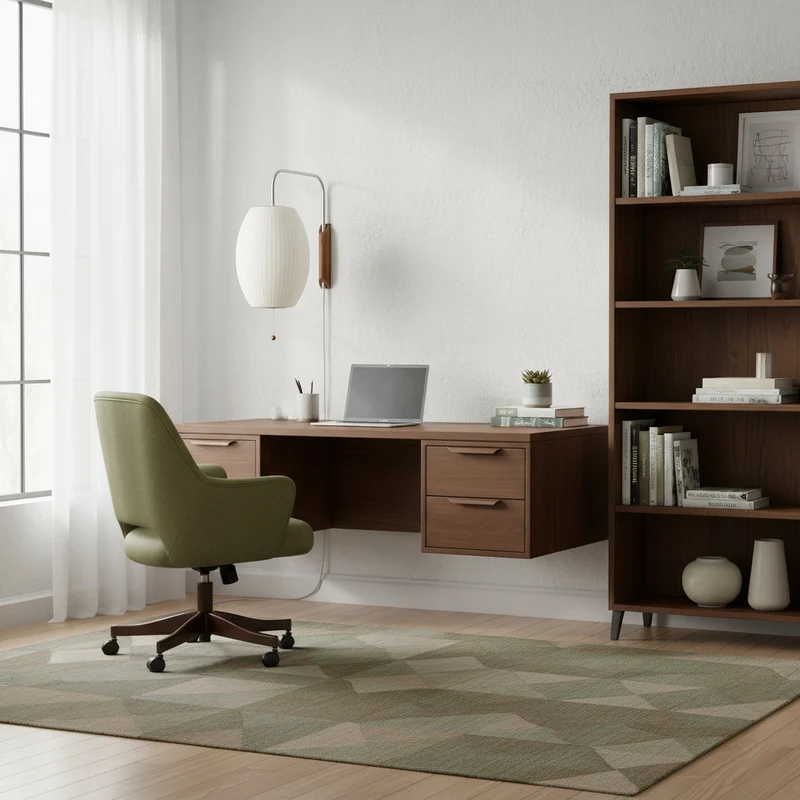 Wandlamp met Scharnierende Kap - Plug-In - Verstelbare Lichtrichting - Scandinavisch Design - Walnoot Accent | Sansoti