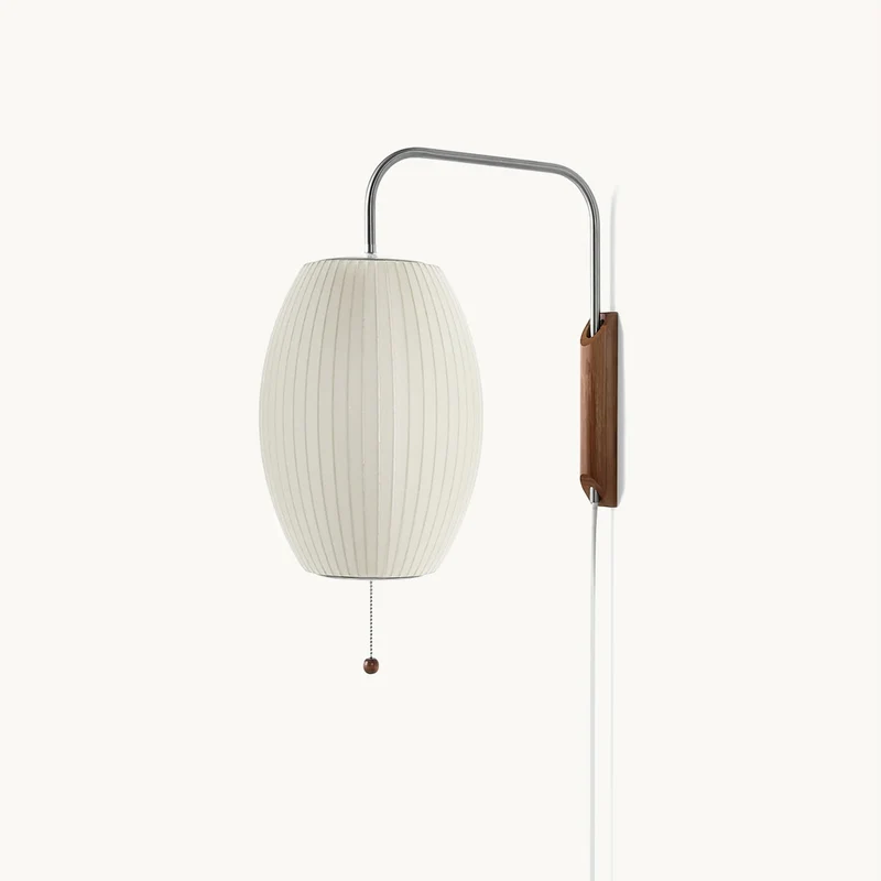 Wandlamp met Scharnierende Kap - Plug-In - Verstelbare Lichtrichting - Scandinavisch Design - Walnoot Accent | Sansoti
