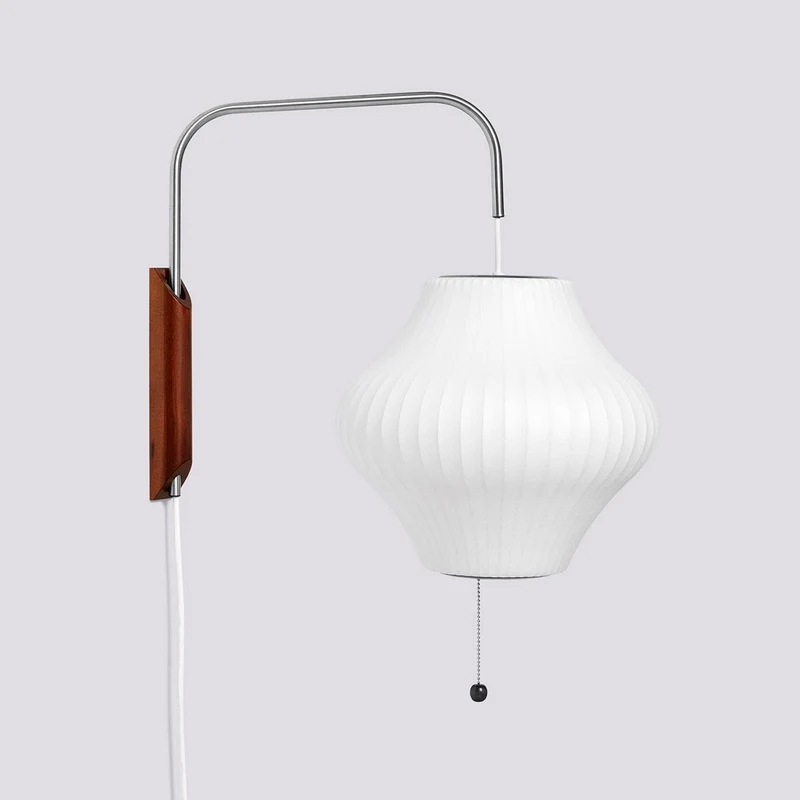 Wandlamp met Scharnierende Kap - Plug-In - Verstelbare Lichtrichting - Scandinavisch Design - Walnoot Accent | Sansoti