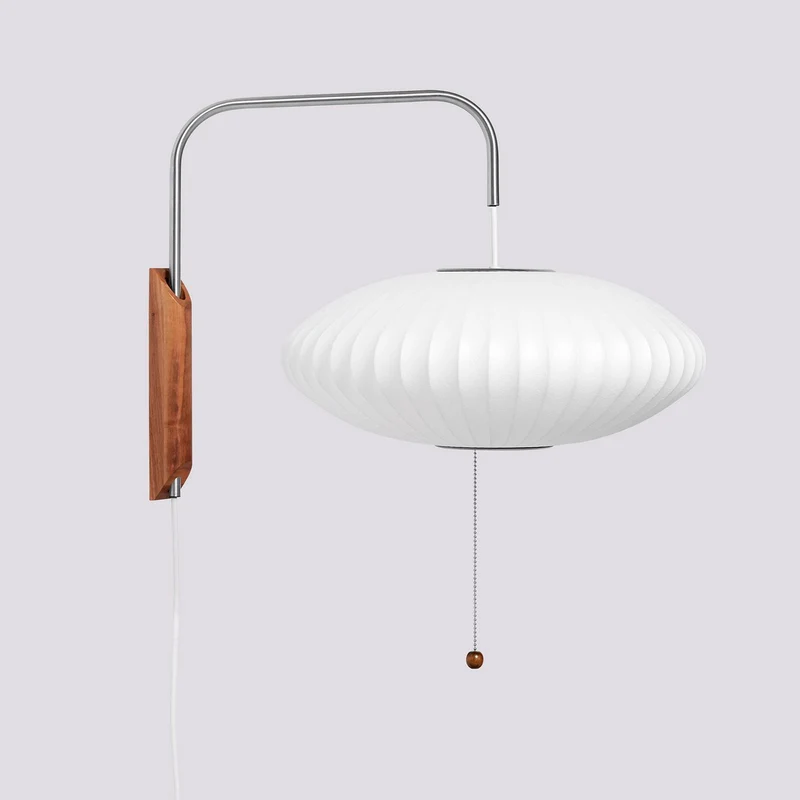 Wandlamp met Scharnierende Kap - Plug-In - Verstelbare Lichtrichting - Scandinavisch Design - Walnoot Accent | Sansoti