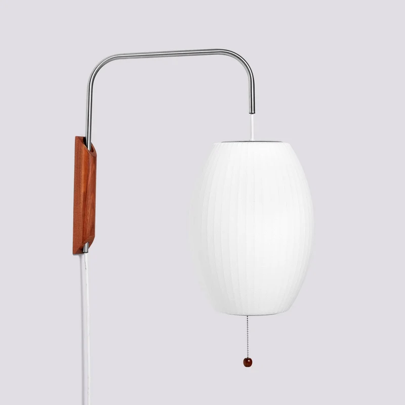 Wandlamp met Scharnierende Kap - Plug-In - Verstelbare Lichtrichting - Scandinavisch Design - Walnoot Accent | Sansoti