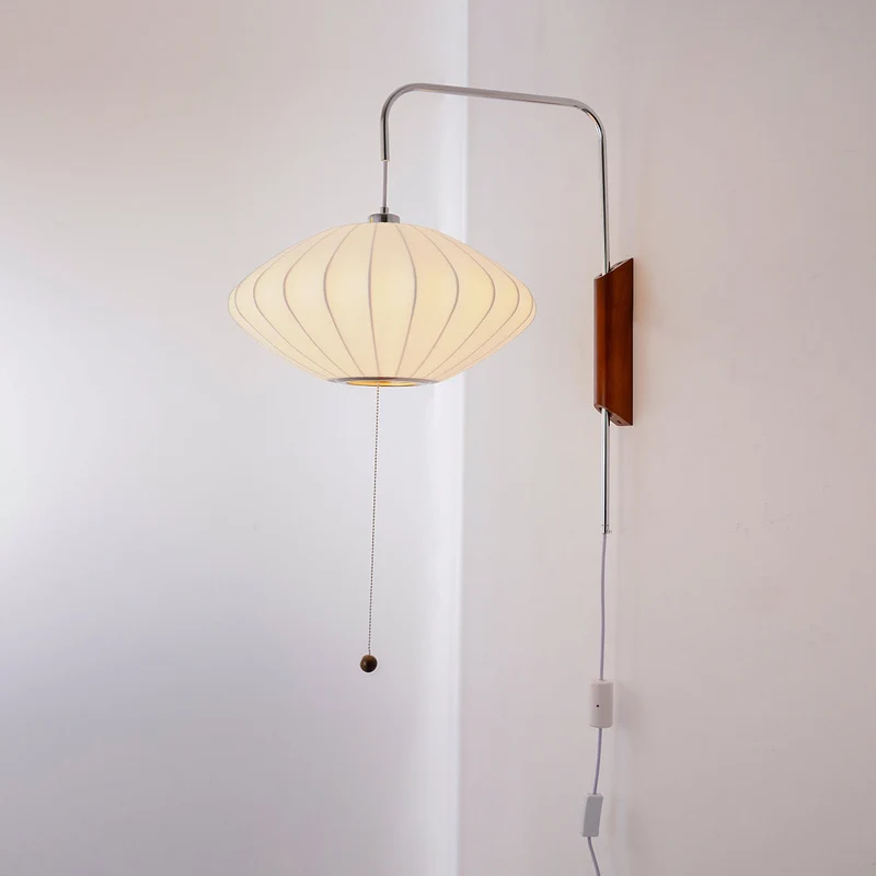 Wandlamp met Scharnierende Kap - Plug-In - Verstelbare Lichtrichting - Scandinavisch Design - Walnoot Accent | Sansoti