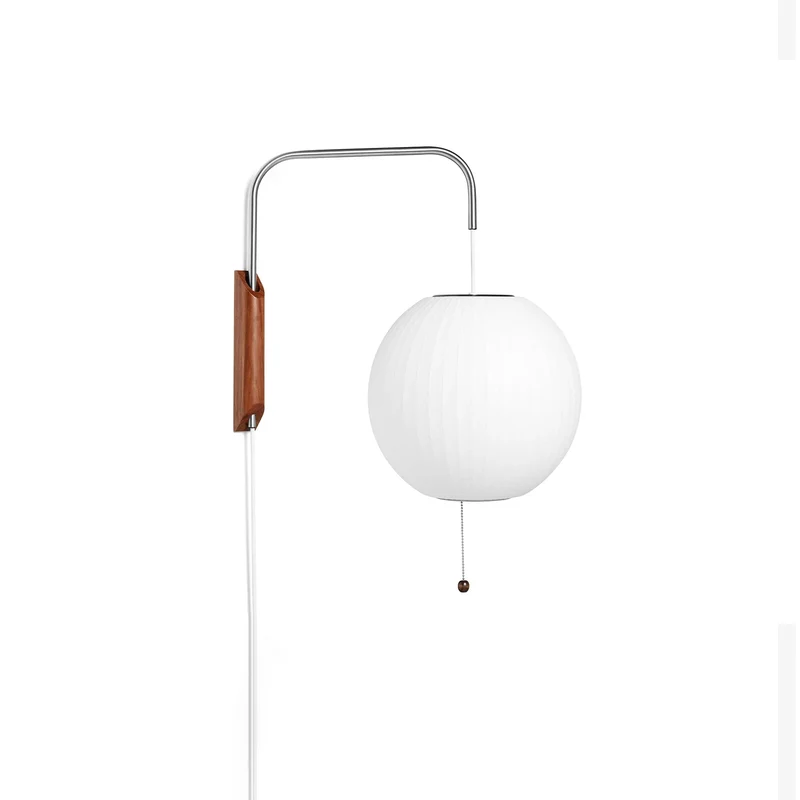 Wandlamp met Scharnierende Kap - Plug-In - Verstelbare Lichtrichting - Scandinavisch Design - Walnoot Accent | Sansoti