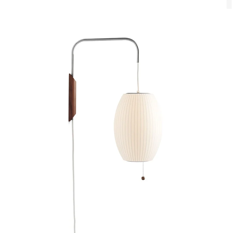 Wandlamp met Scharnierende Kap - Plug-In - Verstelbare Lichtrichting - Scandinavisch Design - Walnoot Accent | Sansoti