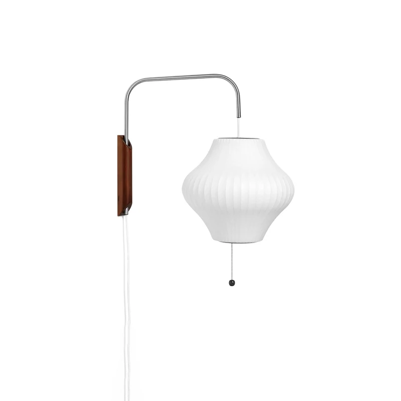 Wandlamp met Scharnierende Kap - Plug-In - Verstelbare Lichtrichting - Scandinavisch Design - Walnoot Accent | Sansoti