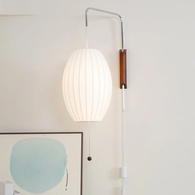 Wandlamp met Scharnierende Kap - Plug-In - Verstelbare Lichtrichting - Scandinavisch Design - Walnoot Accent | Sansoti