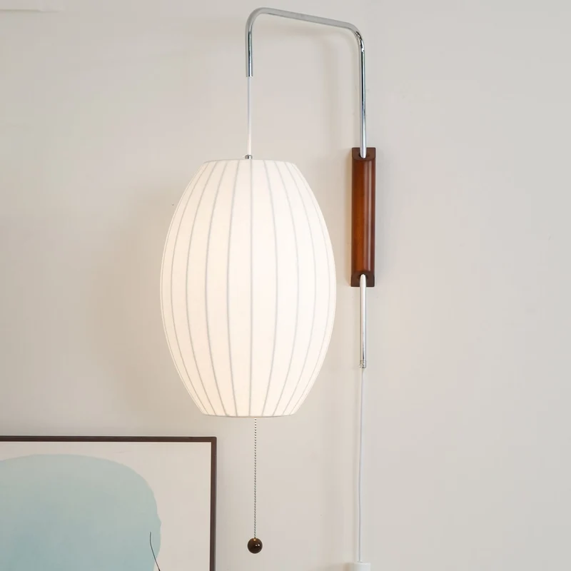 Wandlamp met Scharnierende Kap - Plug-In - Verstelbare Lichtrichting - Scandinavisch Design - Walnoot Accent | Sansoti