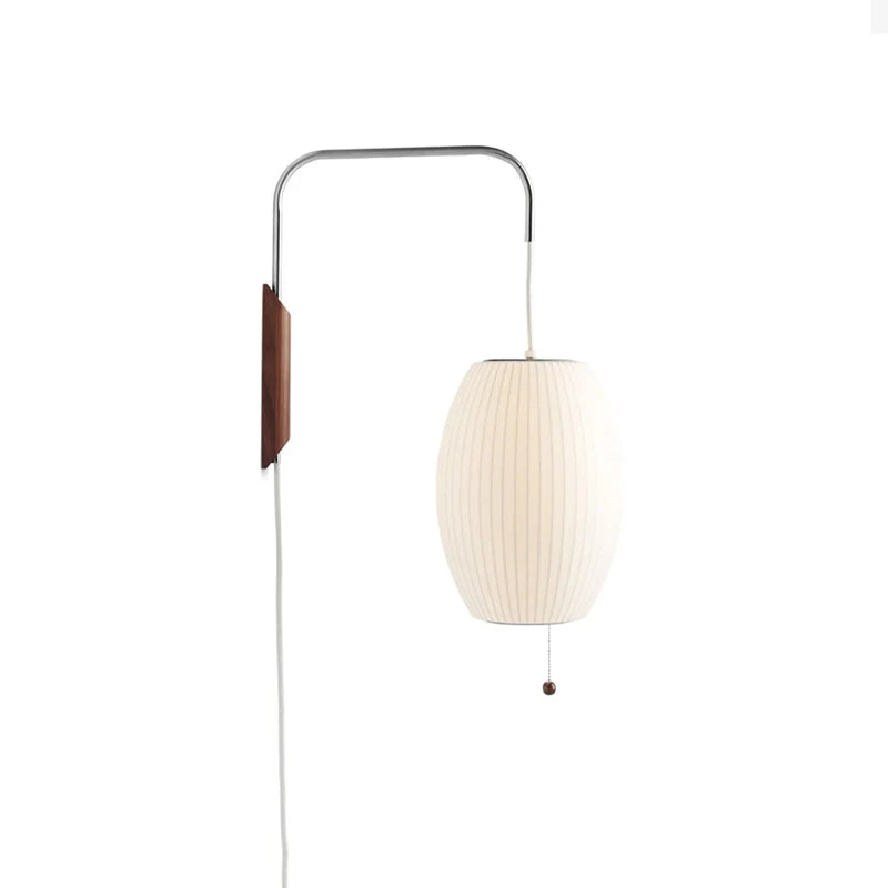 Wandlamp met Scharnierende Kap - Plug-In - Verstelbare Lichtrichting - Scandinavisch Design - Walnoot Accent | Sansoti