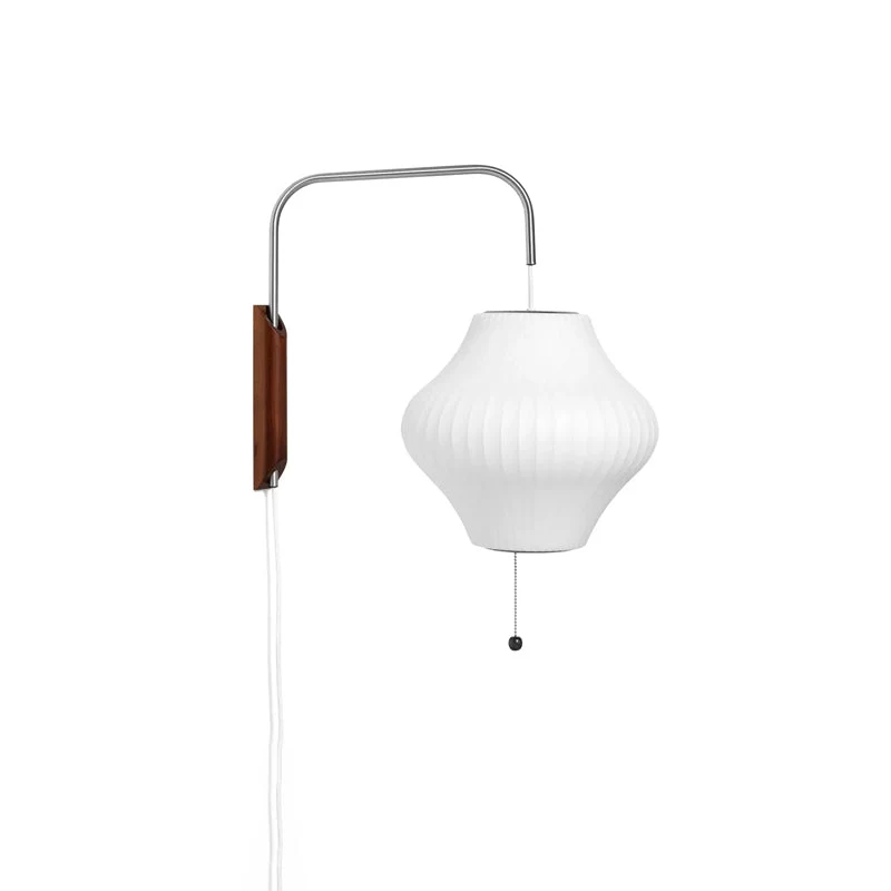 Wandlamp met Scharnierende Kap - Plug-In - Verstelbare Lichtrichting - Scandinavisch Design - Walnoot Accent | Sansoti