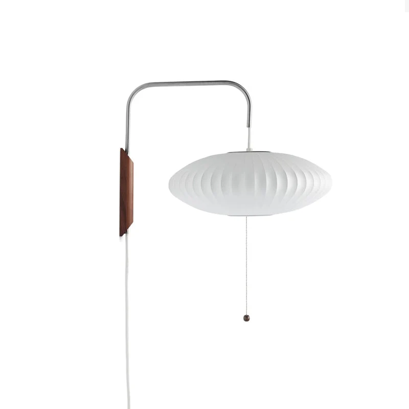 Wandlamp met Scharnierende Kap - Plug-In - Verstelbare Lichtrichting - Scandinavisch Design - Walnoot Accent | Sansoti