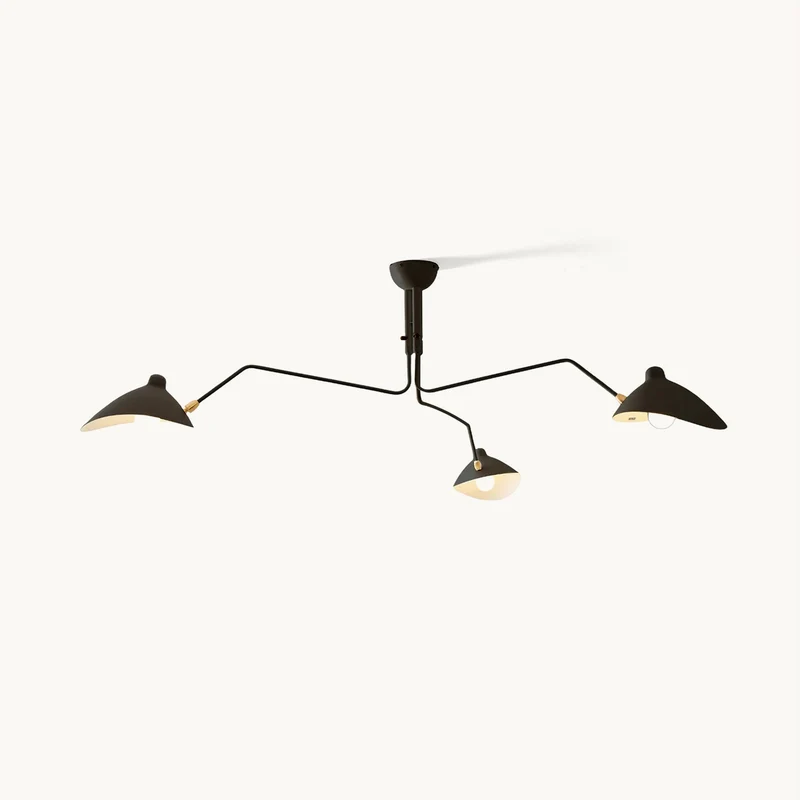 Plafondlamp Spider 3 Armen Mid-Century Modern Messing Verstelbaar Zwart Wit Grote Ruimte Restaurant Loft Stalen Armatuur Geïnspireerd Design | Sansoti
