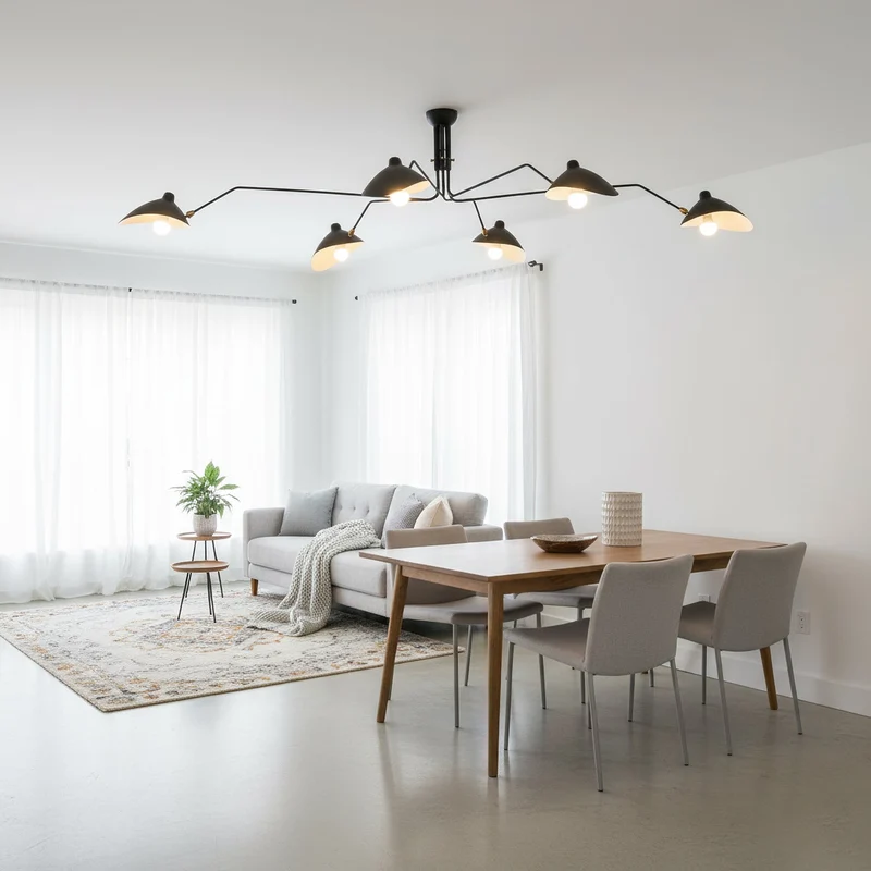 Plafondlamp Spider 3 Armen Mid-Century Modern Messing Verstelbaar Zwart Wit Grote Ruimte Restaurant Loft Stalen Armatuur Geïnspireerd Design | Sansoti