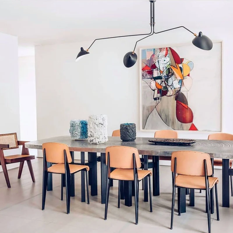 Plafondlamp Spider 3 Armen Mid-Century Modern Messing Verstelbaar Zwart Wit Grote Ruimte Restaurant Loft Stalen Armatuur Geïnspireerd Design | Sansoti