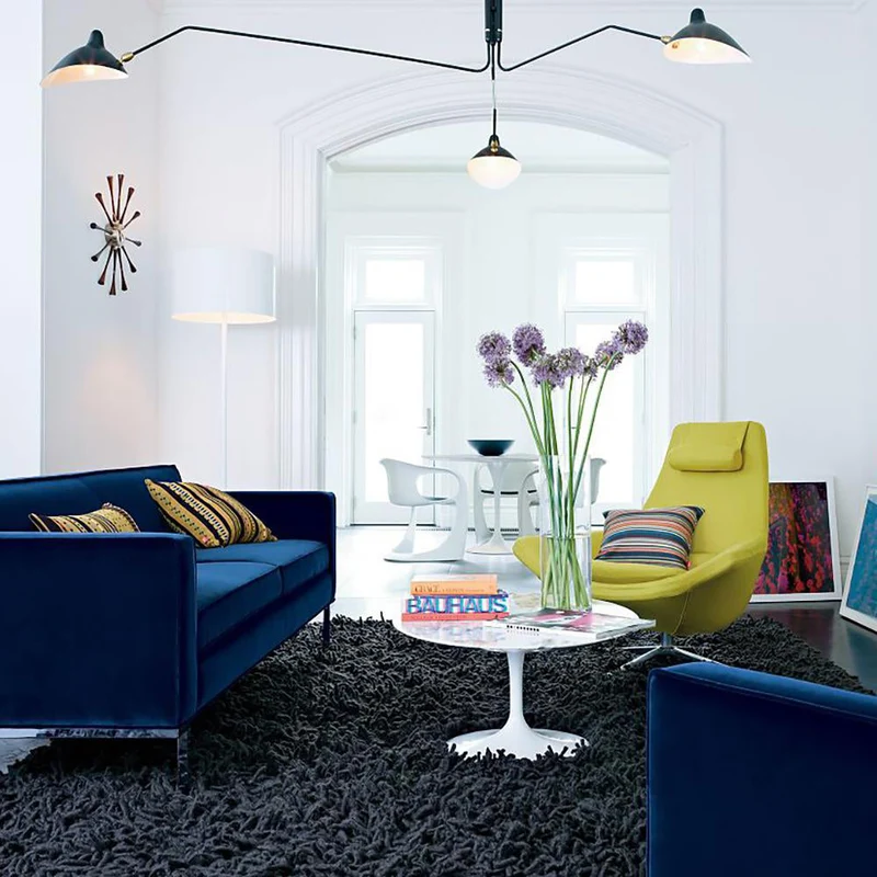 Plafondlamp Spider 3 Armen Mid-Century Modern Messing Verstelbaar Zwart Wit Grote Ruimte Restaurant Loft Stalen Armatuur Geïnspireerd Design | Sansoti