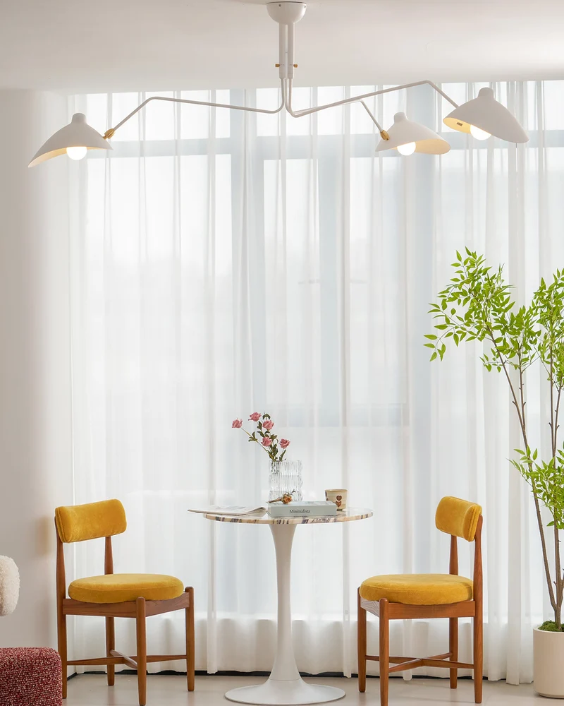 Plafondlamp Spider 3 Armen Mid-Century Modern Messing Verstelbaar Zwart Wit Grote Ruimte Restaurant Loft Stalen Armatuur Geïnspireerd Design | Sansoti