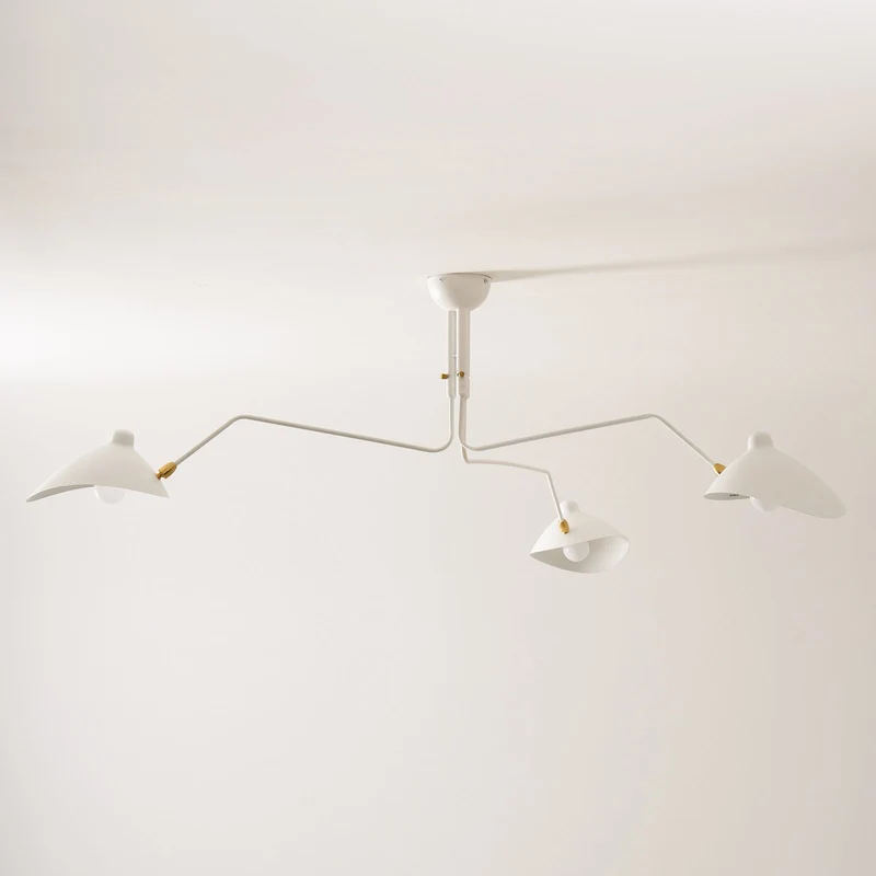 Plafondlamp Spider 3 Armen Mid-Century Modern Messing Verstelbaar Zwart Wit Grote Ruimte Restaurant Loft Stalen Armatuur Geïnspireerd Design | Sansoti
