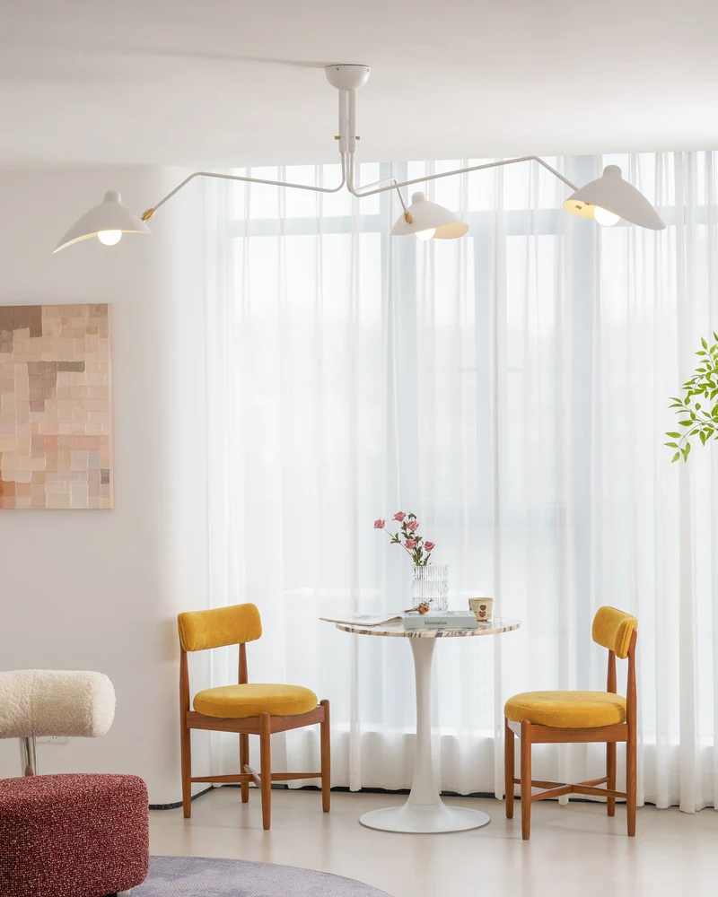 Plafondlamp Spider 3 Armen Mid-Century Modern Messing Verstelbaar Zwart Wit Grote Ruimte Restaurant Loft Stalen Armatuur Geïnspireerd Design | Sansoti