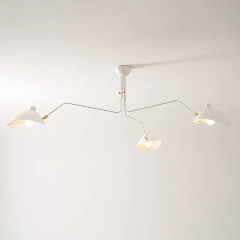 Plafondlamp Spider 3 Armen Mid-Century Modern Messing Verstelbaar Zwart Wit Grote Ruimte Restaurant Loft Stalen Armatuur Geïnspireerd Design | Sansoti