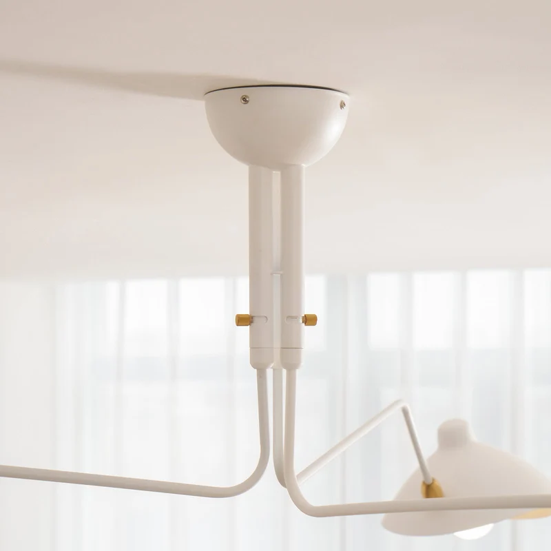 Plafondlamp Spider 3 Armen Mid-Century Modern Messing Verstelbaar Zwart Wit Grote Ruimte Restaurant Loft Stalen Armatuur Geïnspireerd Design | Sansoti