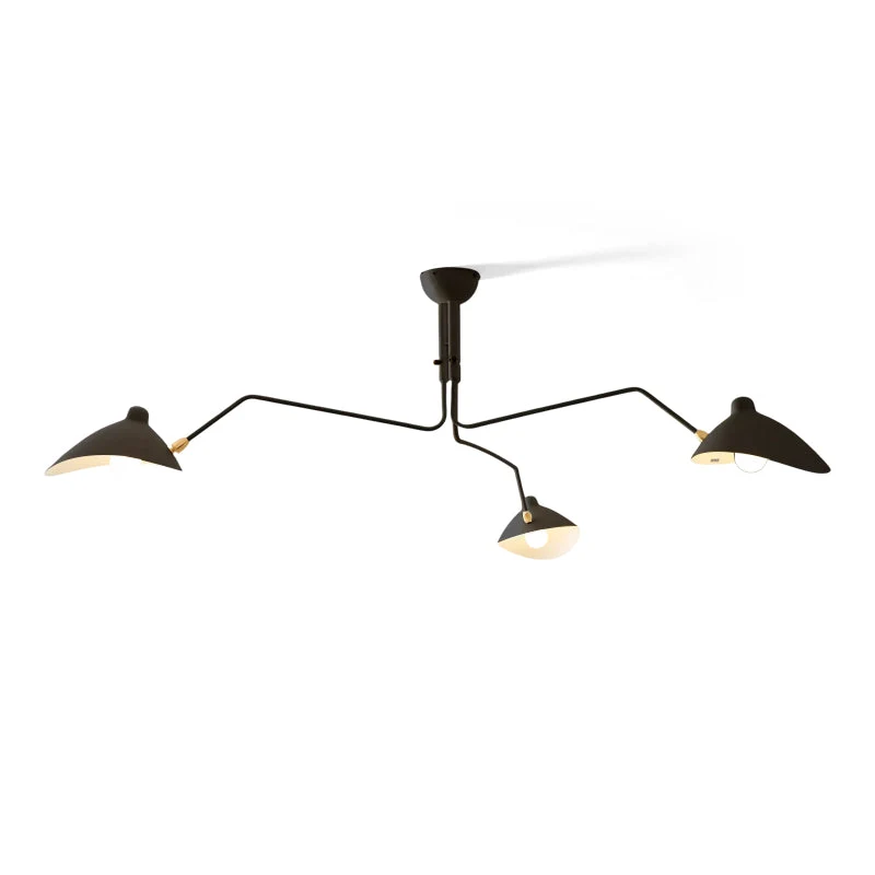 Plafondlamp Spider 3 Armen Mid-Century Modern Messing Verstelbaar Zwart Wit Grote Ruimte Restaurant Loft Stalen Armatuur Geïnspireerd Design | Sansoti