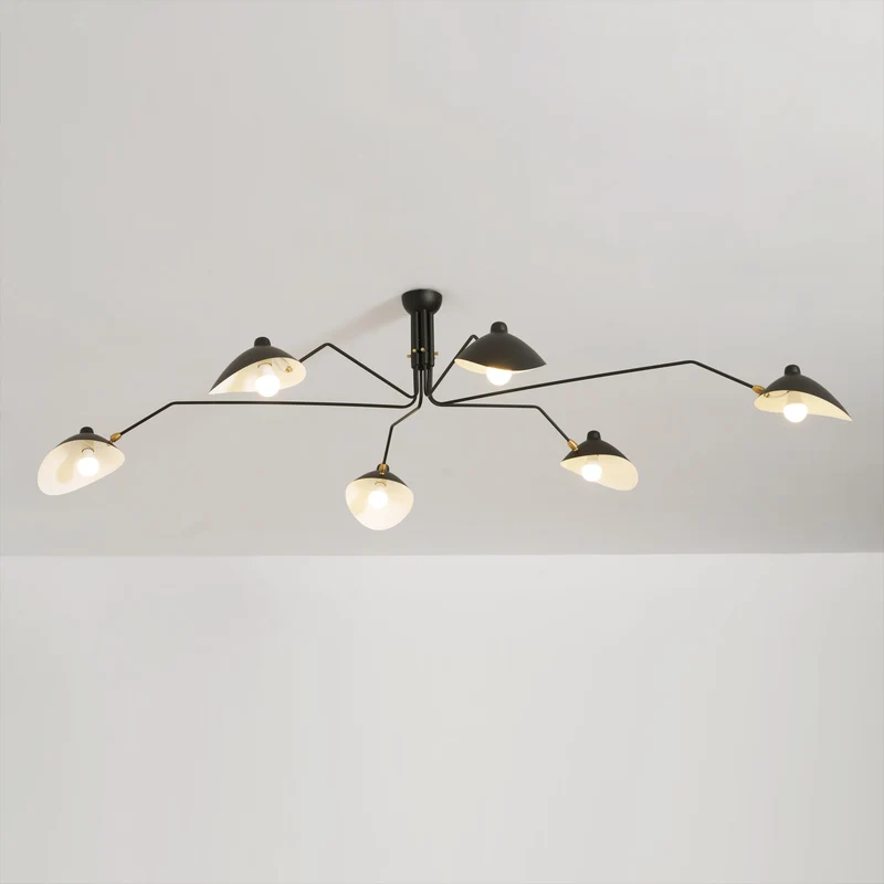 Plafondlamp Spider 3 Armen Mid-Century Modern Messing Verstelbaar Zwart Wit Grote Ruimte Restaurant Loft Stalen Armatuur Geïnspireerd Design | Sansoti